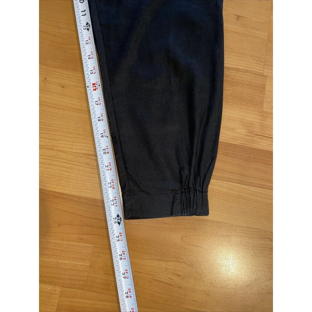 Babaton Black Dexter Pants Elastic Waist Linen Blend Slim Ankle Pants Size Small